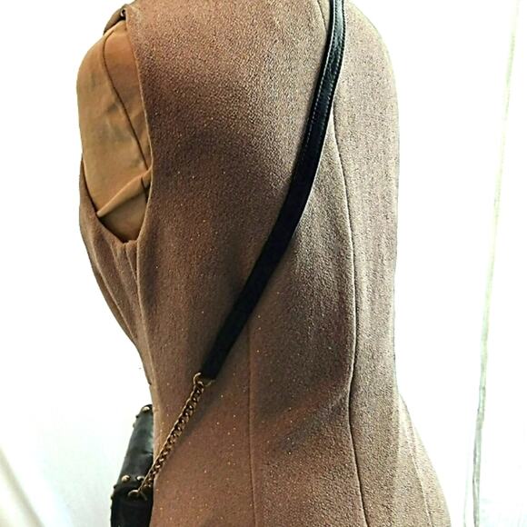 Y2K Juicy Couture Crossbody Shoulder Bag Black Leather Gold Studs Chain Rare VNT - Picture 11 of 16